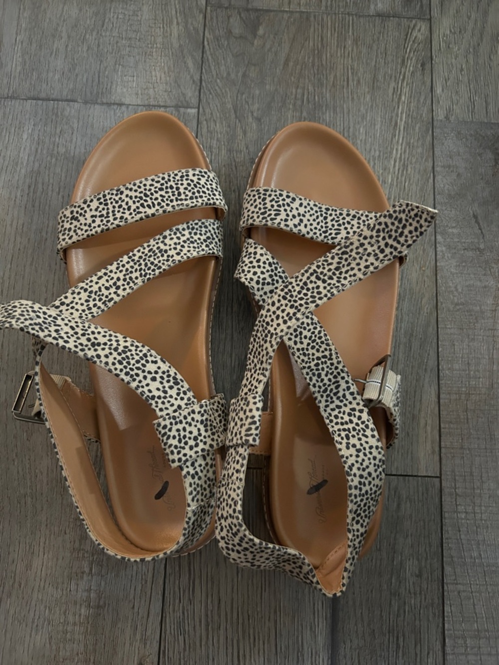 a new day Tan Sandals with Black Speckle Straps